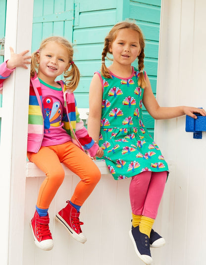 Organic Peacock Print Summer Dress - Toby Tiger