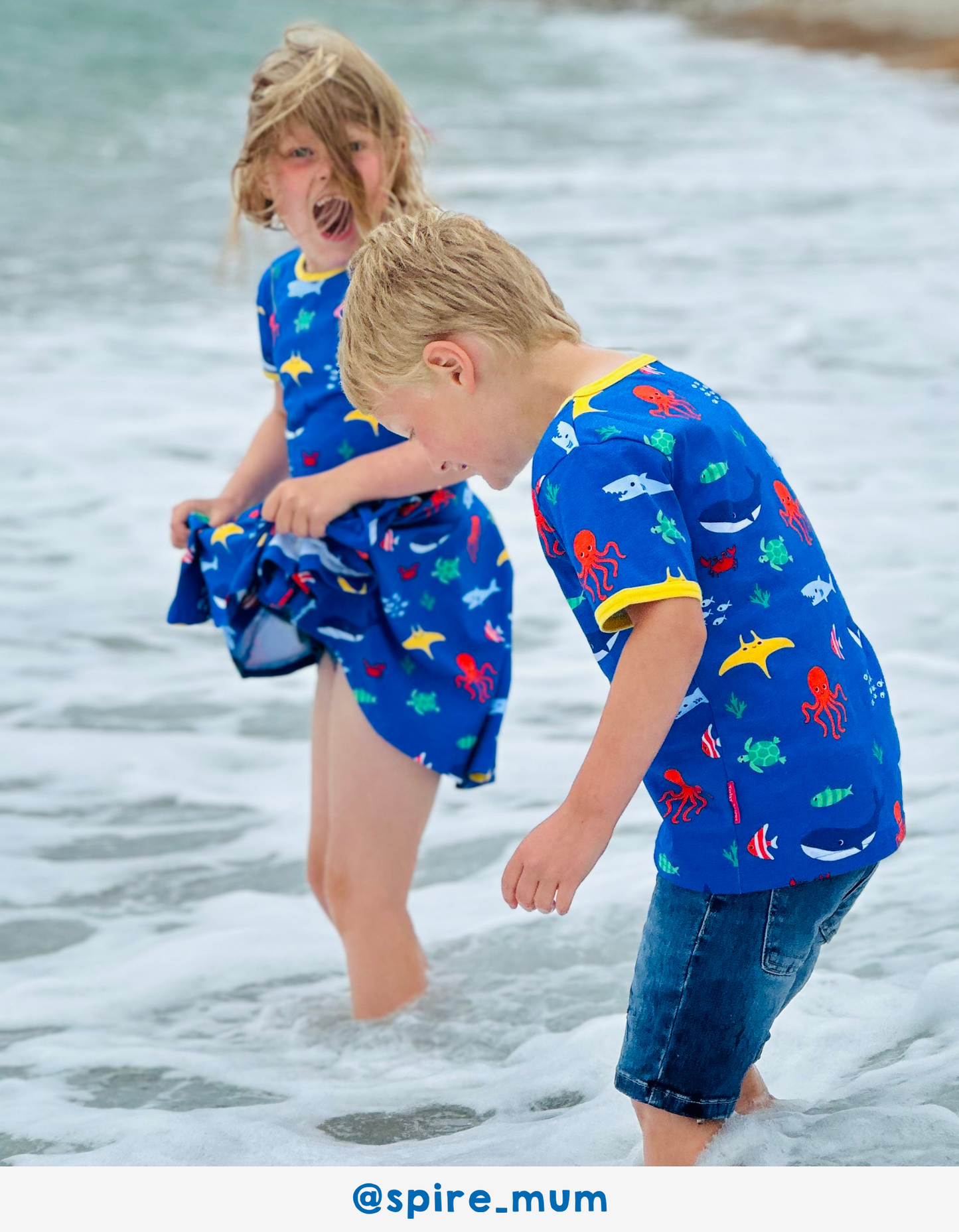 Organic Sealife Print Skater Dress