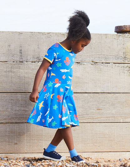Organic Sealife Print Skater Dress - Toby Tiger