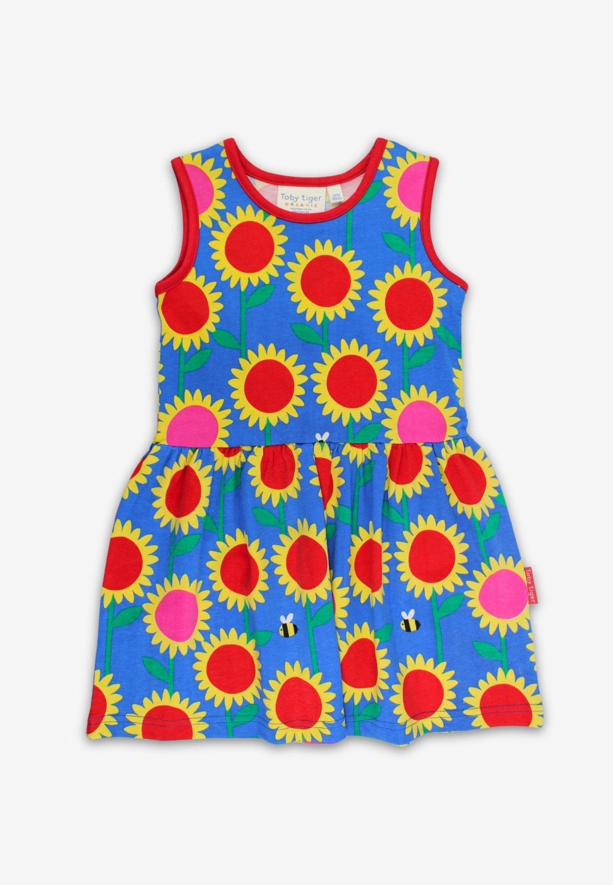 Organic Sunflower Bee Print Summer Dress - Toby Tiger