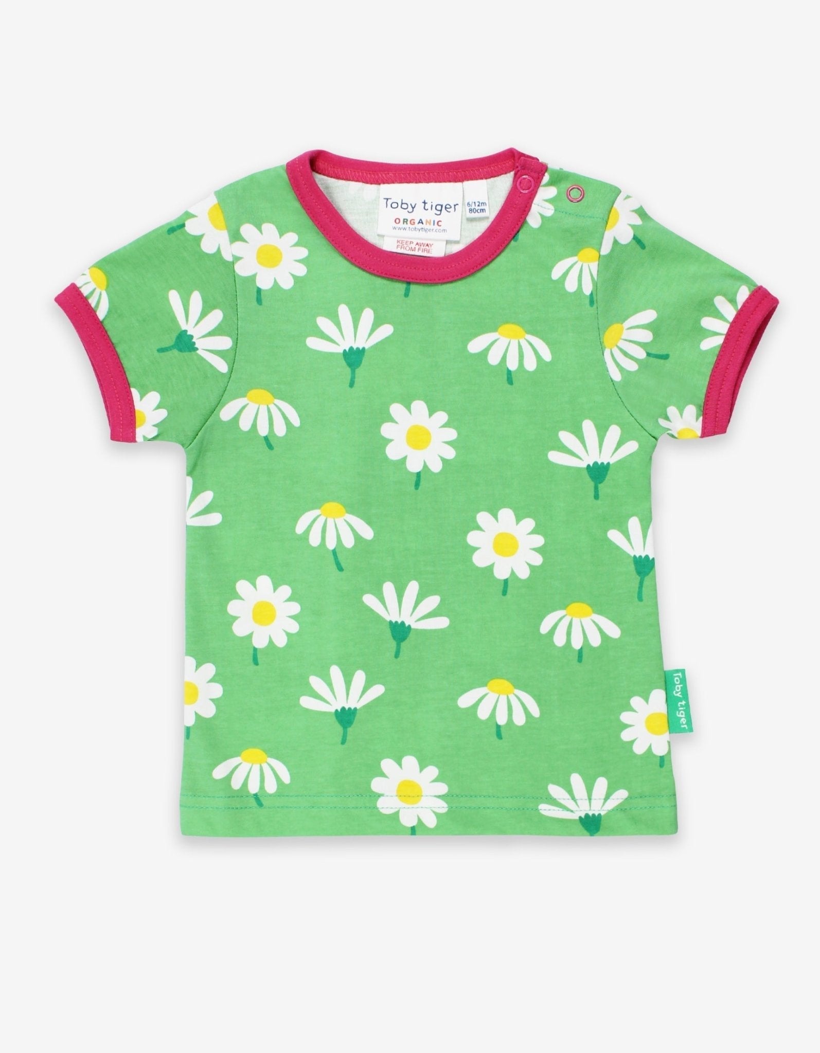 Organic Daisy Print Short-Sleeved T-Shirt by Toby Tiger, GOTS-certified, vetted by KIDDYKIND