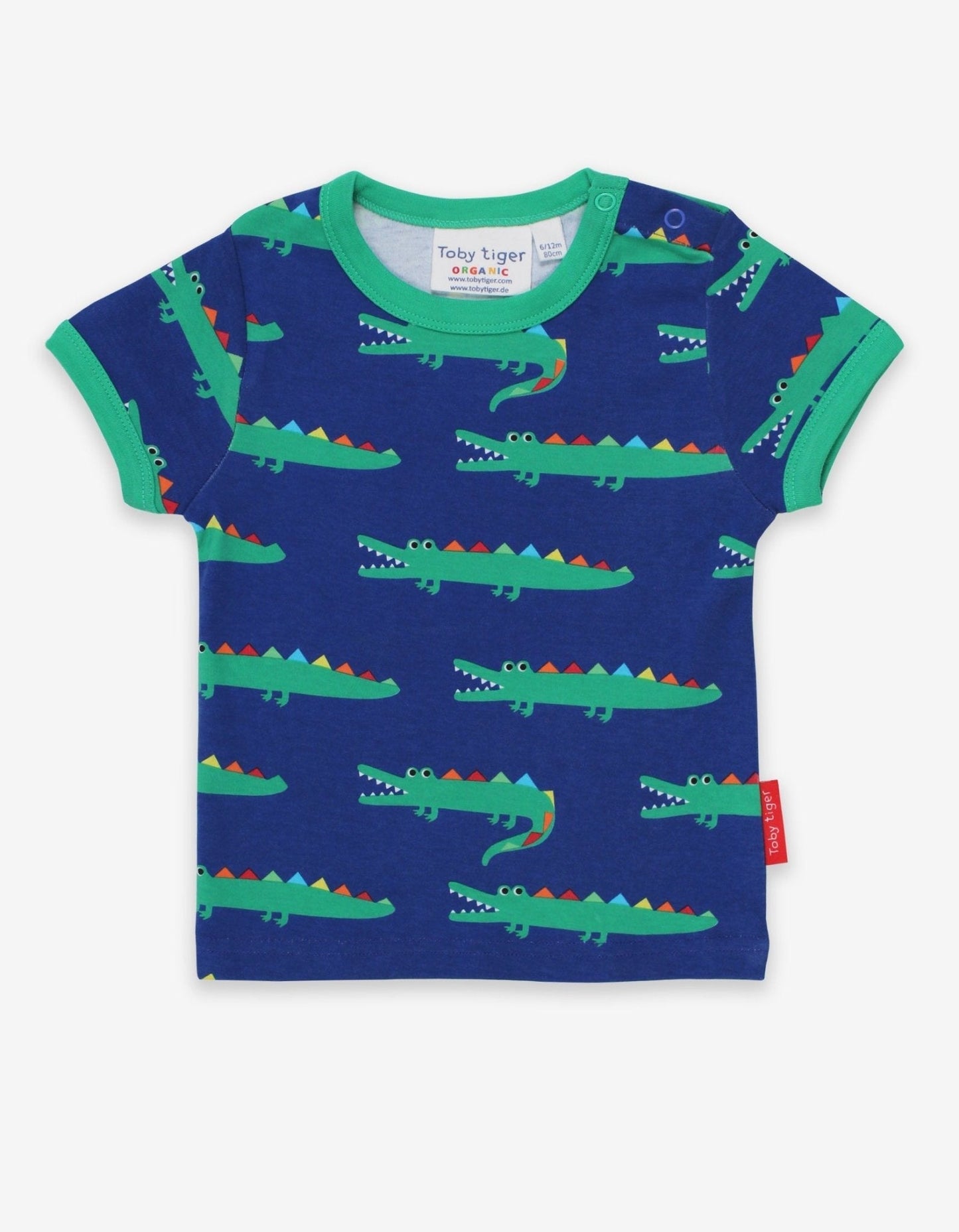 Organic Crocodile Print Short-Sleeved T-Shirt by Toby Tiger, GOTS-certified, vetted by KIDDYKIND