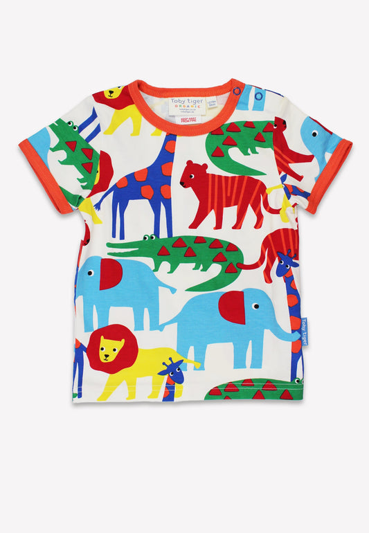 Brightly coloured safari animal print t-shirt