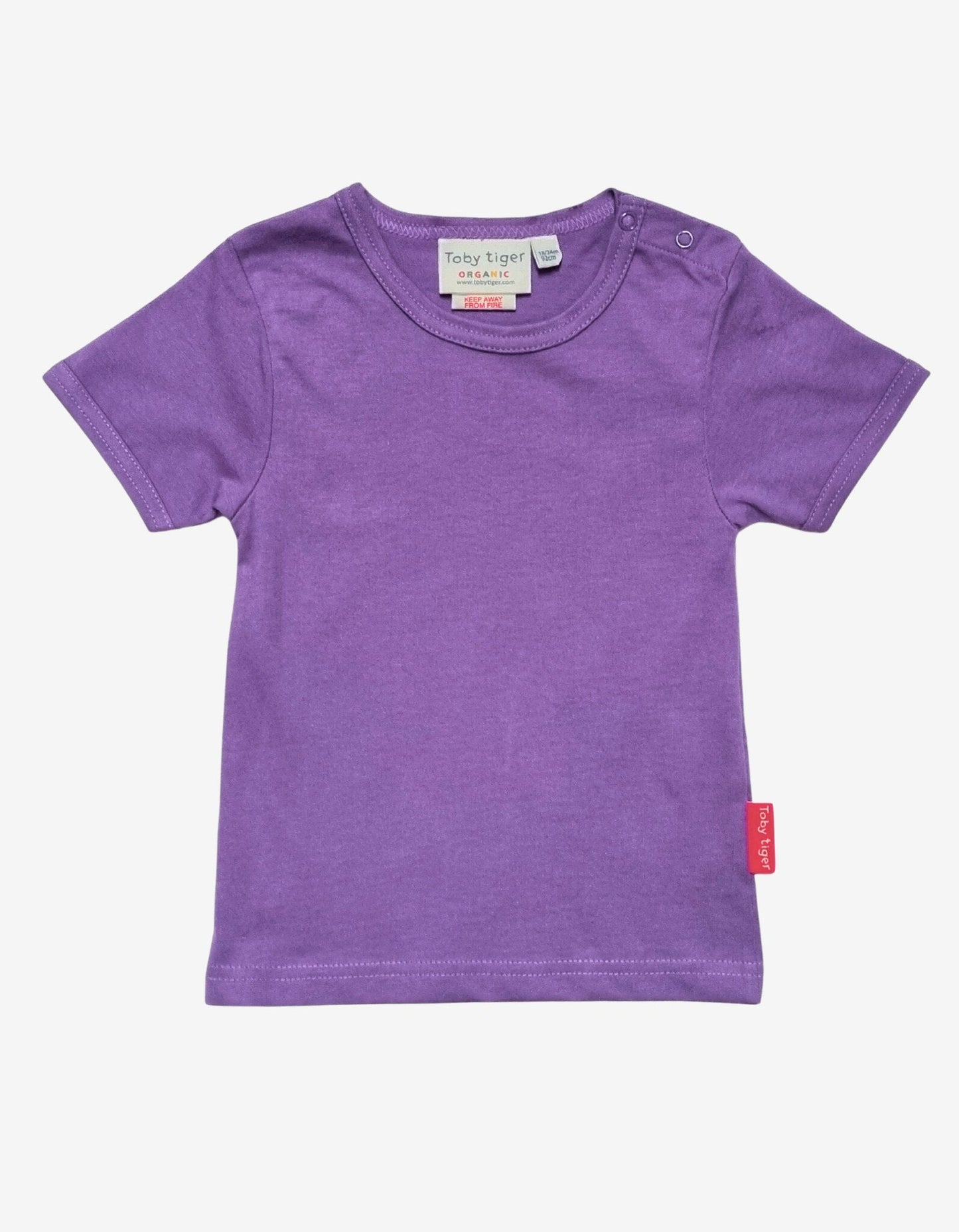 Organic Purple Basic Short-Sleeved T-Shirt by Toby Tiger, GOTS-certified, vetted by KIDDYKIND