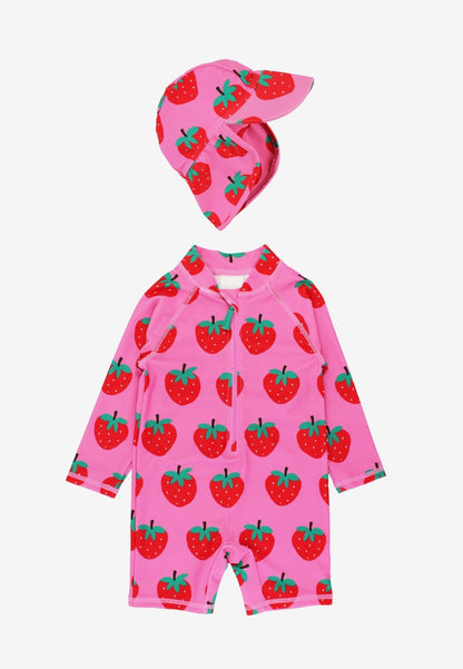 Strawberry Print Baby Swimsuit & Swim Hat Bundle - Toby Tiger