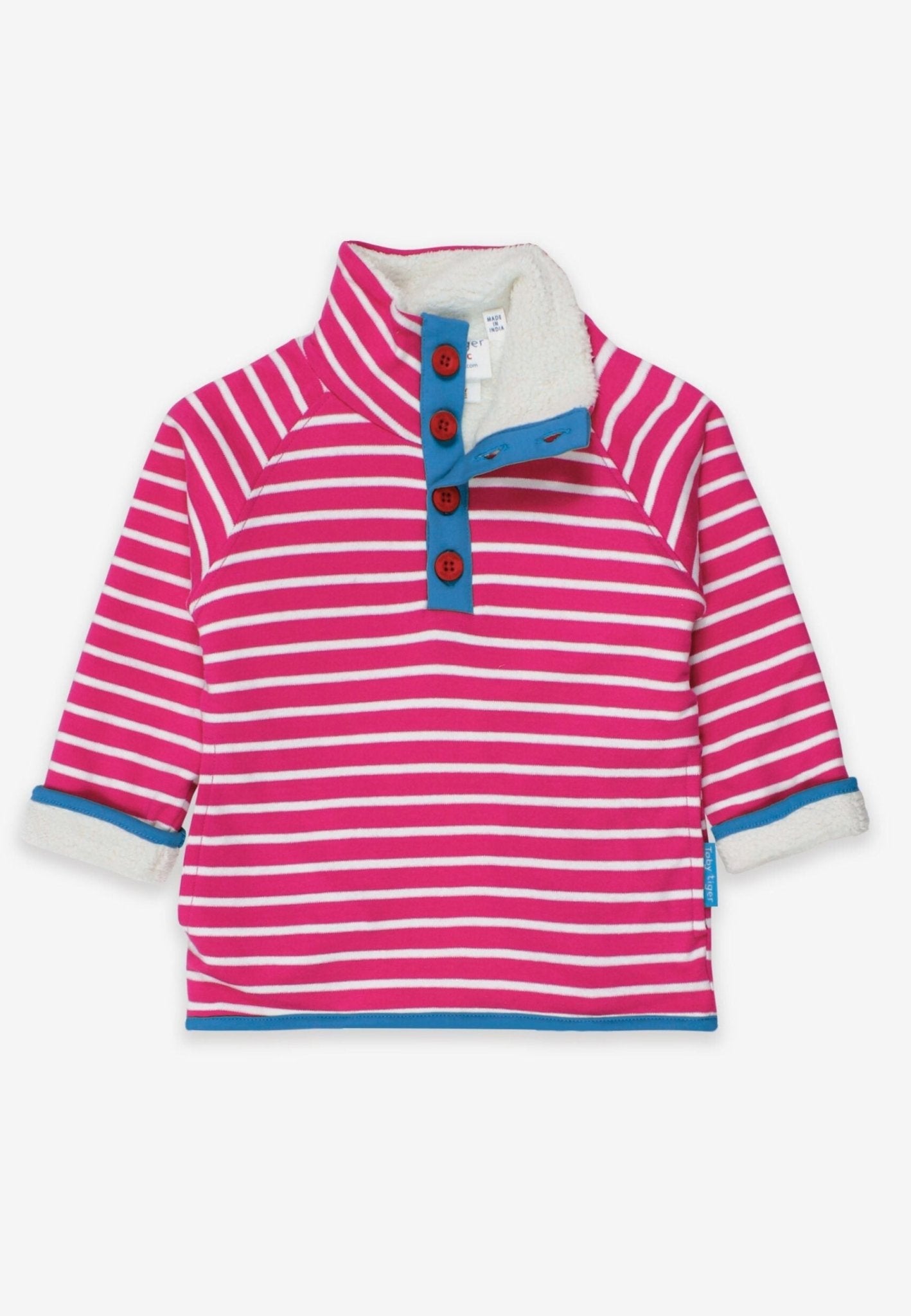 Organic Pink Breton Cosy Fleece Sweatshirt - Toby Tiger
