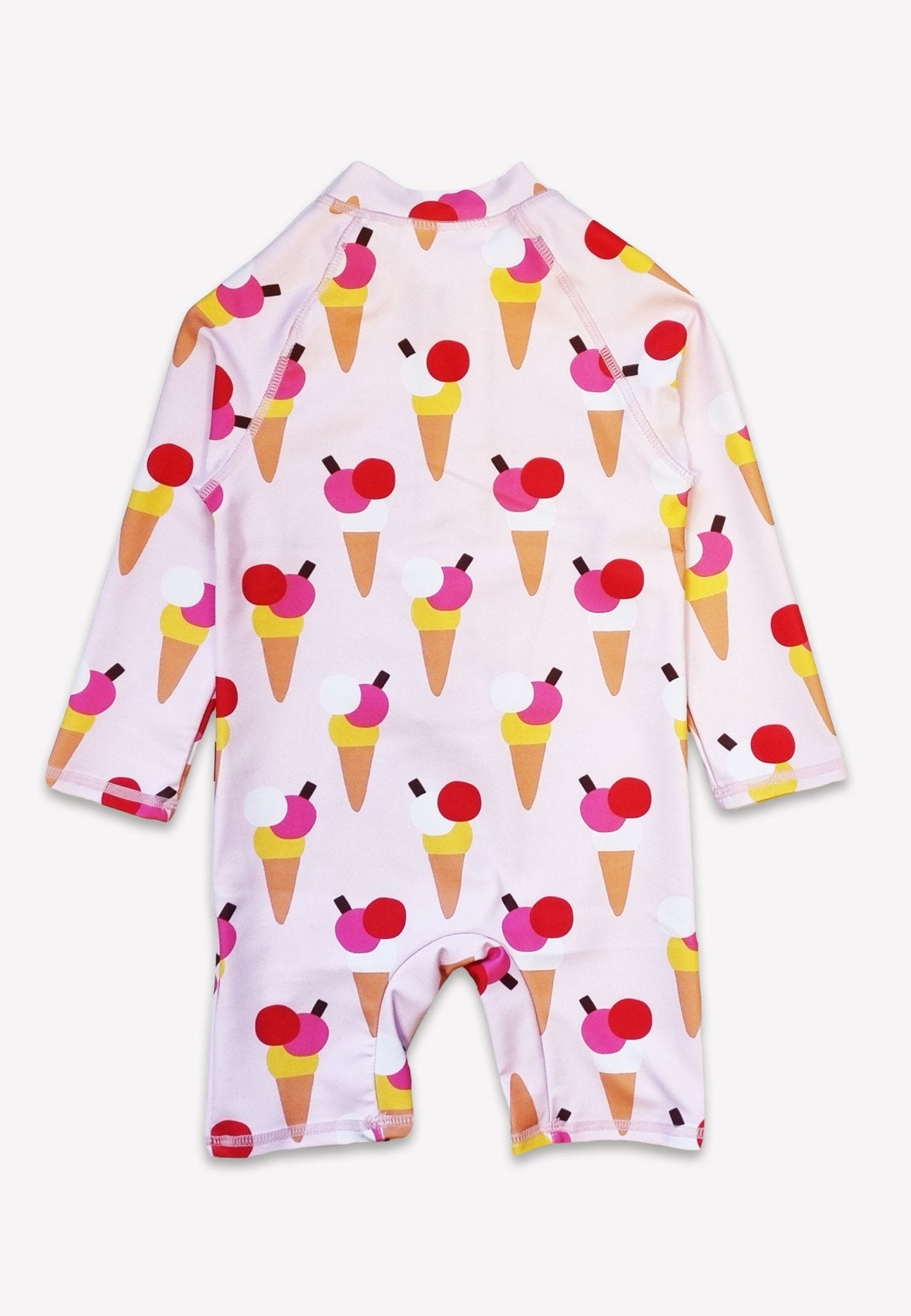 Ice Cream Cones Print Long-Sleeved Baby Swimsuit by Toby Tiger, OEKO-TEX certified, vetted by KIDDYKIND