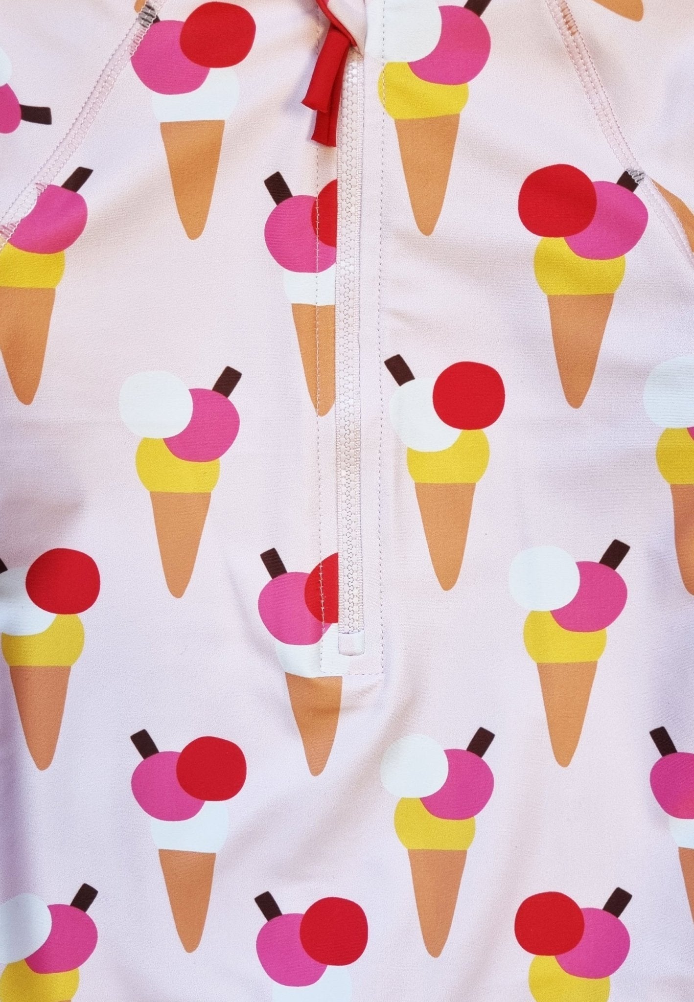Ice Cream Cones Print Long-Sleeved Baby Swimsuit by Toby Tiger, OEKO-TEX certified, vetted by KIDDYKIND