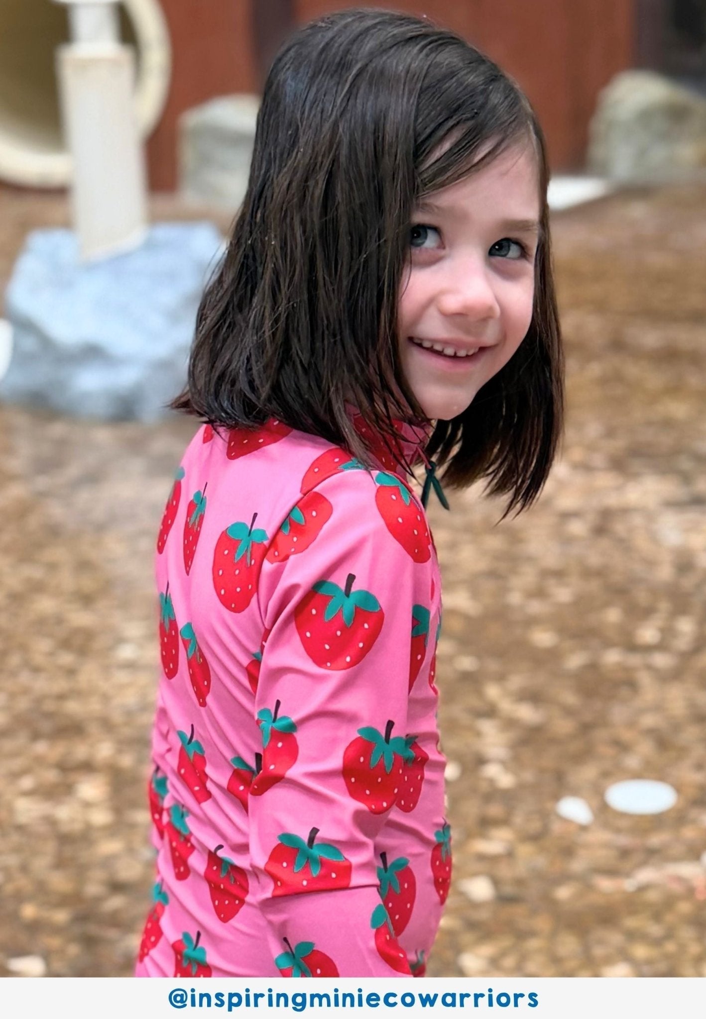 Strawberry Print Long - Sleeved Swimsuit - Toby Tiger
