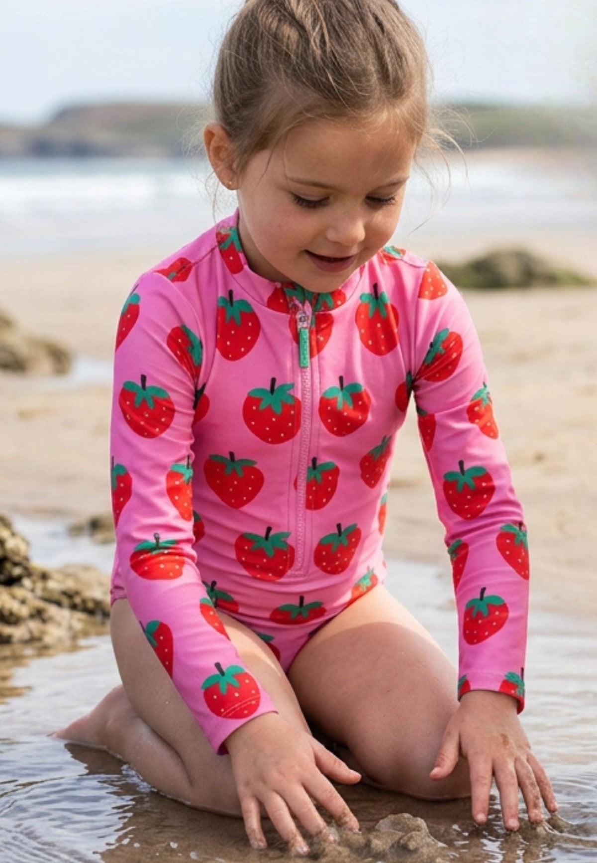 Strawberry Print Long-Sleeved Swimsuit - Toby Tiger UK