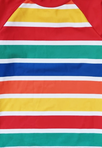 Happy Stripe Print Kids' Swim Rash Vest by Toby Tiger, OEKO-TEX certified, vetted by KIDDYKIND