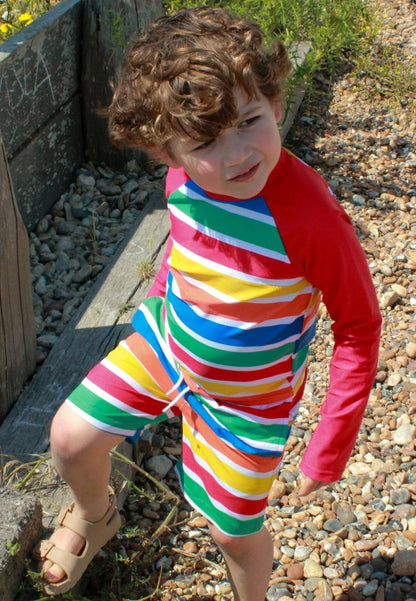 Happy Stripe Print Kids' Swim Rash Vest by Toby Tiger, OEKO-TEX certified, vetted by KIDDYKIND