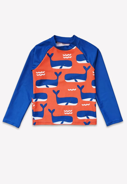 Whale Waves Print Kids' Rash Vest by Toby Tiger, OEKO-TEX certified, vetted by KIDDYKIND