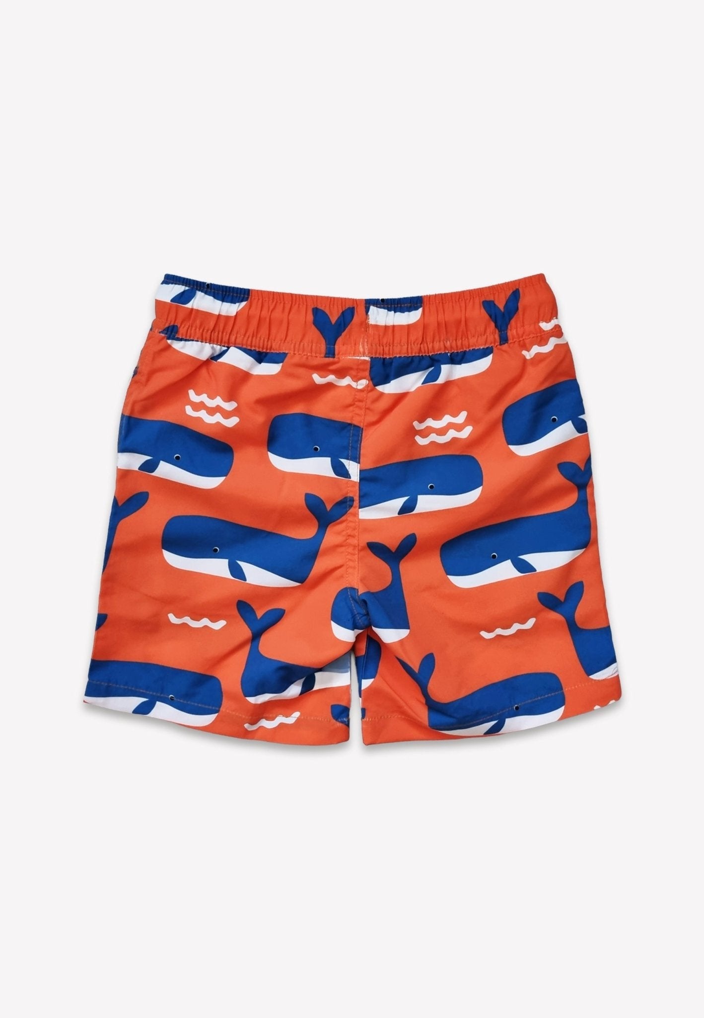 Whale Waves Print Kids' Swim Shorts by Toby Tiger, OEKO-TEX certified, vetted by KIDDYKIND
