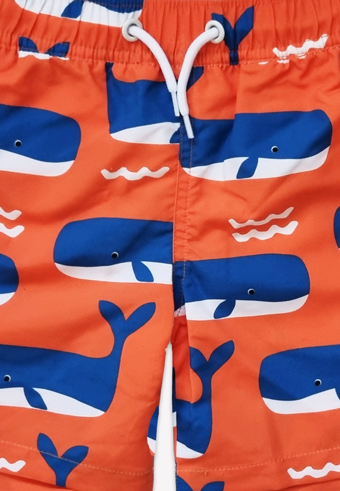 Whale Waves Print Kids' Swim Shorts by Toby Tiger, OEKO-TEX certified, vetted by KIDDYKIND