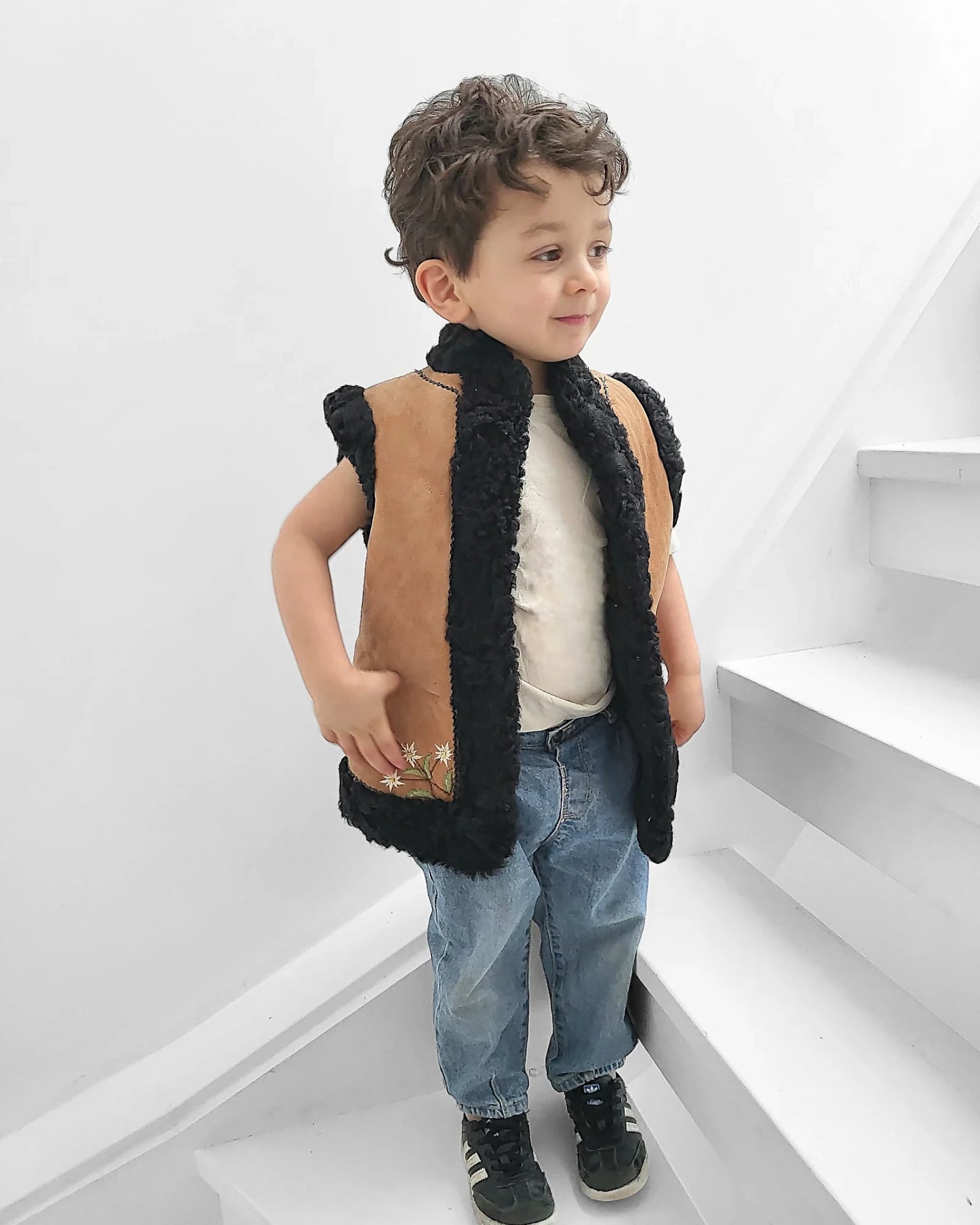 Leather & Lambskin Kid's Gillet - Nikil