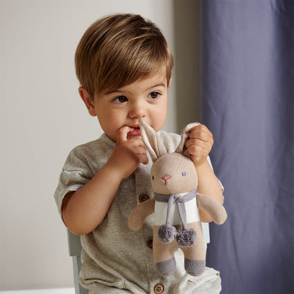 Organic Baby Comforter, Rattle & Doll Set in Taupe + Gift Box