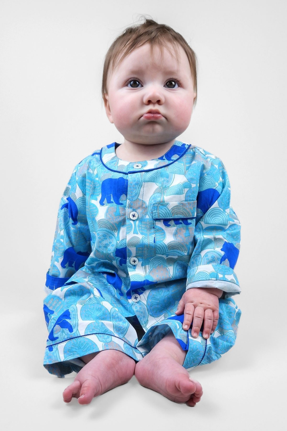 the wandering bear - organic cotton baby pyjama set - Kutti Lulu