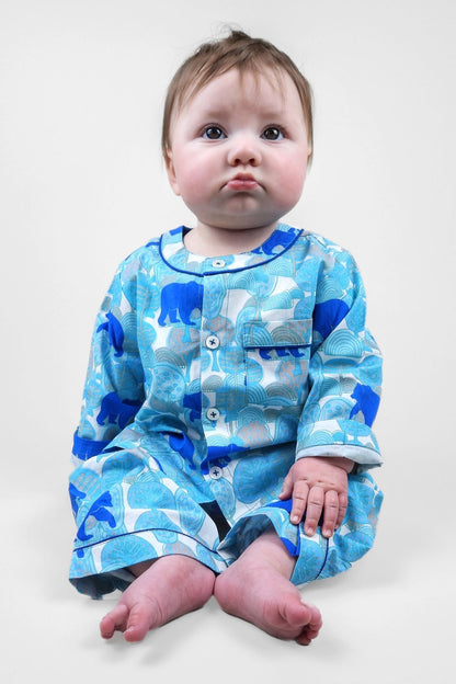the wandering bear - organic cotton baby pyjama set - Kutti Lulu