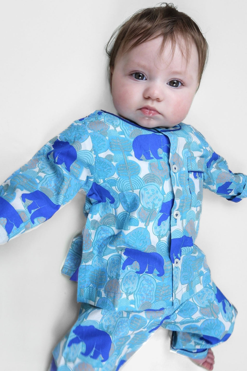 the wandering bear - organic cotton baby pyjama set - Kutti Lulu