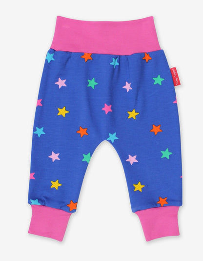 Organic Multi Star Print Yoga Pants by Toby Tiger, GOTS-certified, vetted by KIDDYKIND