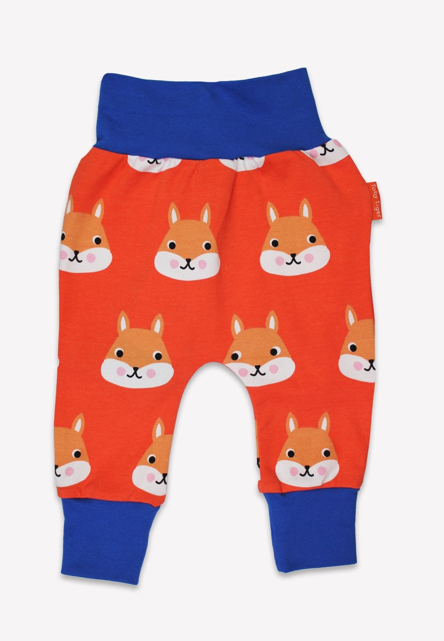 Organic Squirrel Print Yoga Pants by Toby Tiger, GOTS-certified, vetted by KIDDYKIND