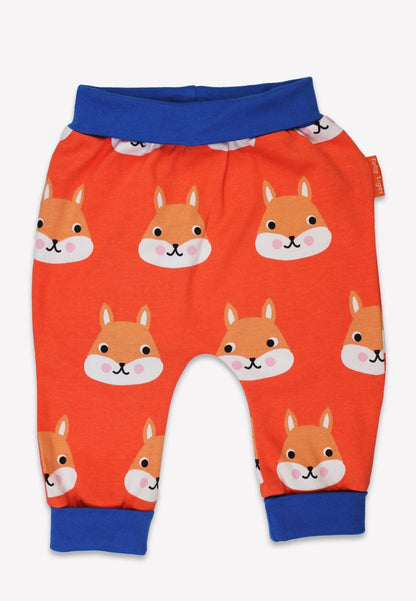 Organic Squirrel Print Yoga Pants by Toby Tiger, GOTS-certified, vetted by KIDDYKIND