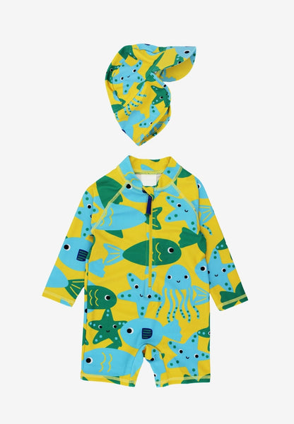 Under The Sea Print Baby Swimsuit & Swim Hat Bundle - Toby Tiger