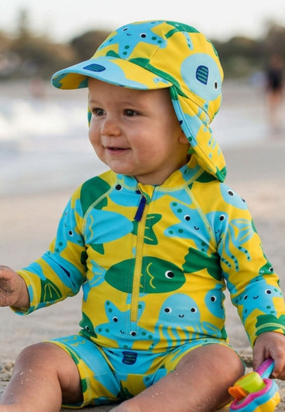 Under The Sea Print Baby Swimsuit & Swim Hat Bundle - Toby Tiger UK