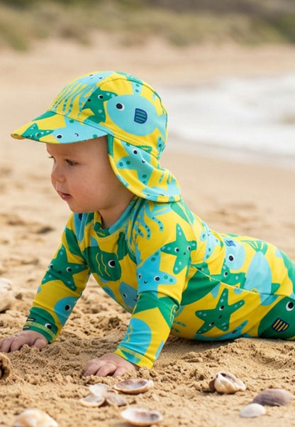 Under The Sea Print Baby Swimsuit & Swim Hat Bundle - Toby Tiger UK