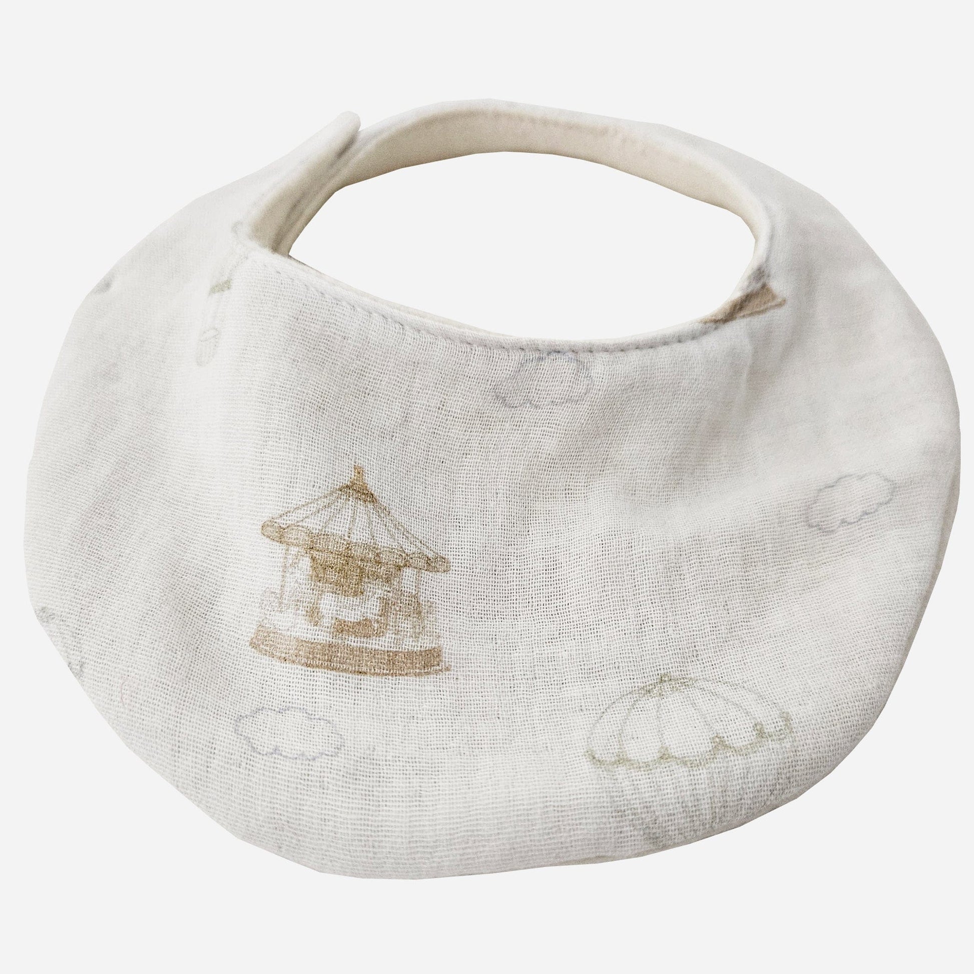 Waterproof Carousel Bib - weaning feeding baby bib drool catcher bib saliva bib  - front view of bib - Little Scandi baby