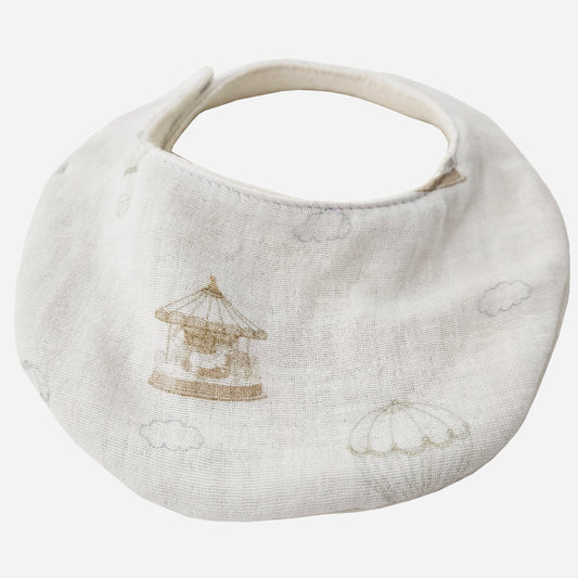 Waterproof Carousel Bib - weaning feeding baby bib drool catcher bib saliva bib  - front view of bib - Little Scandi baby