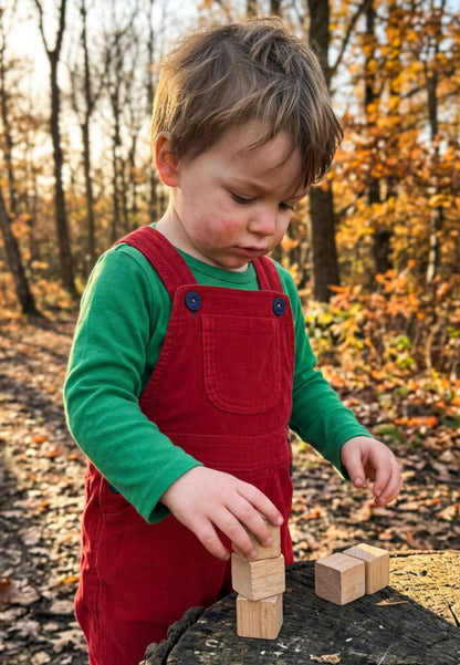 Organic Red Corduroy Dungarees