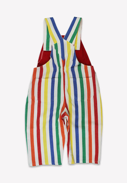 Colorful striped overalls on a white background