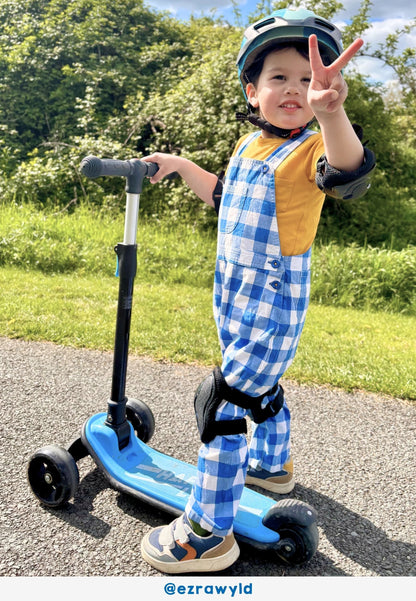 Organic Blue Gingham Woven Dungarees