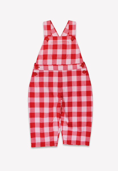 Red and white checkered overalls on a white background
