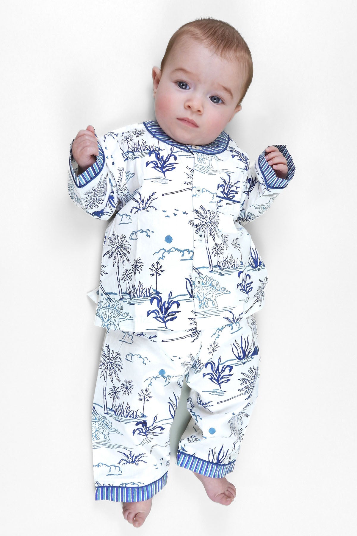 jurassic landscape - organic cotton baby pyjama set | organic cotton kids pyjamas UK