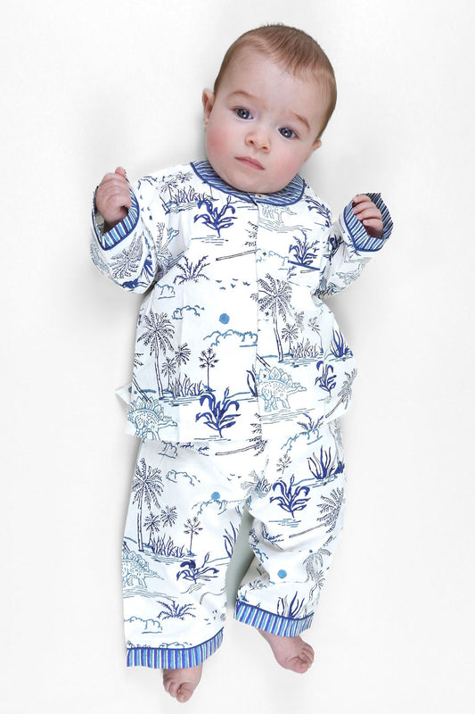 jurassic landscape - organic cotton baby pyjama set