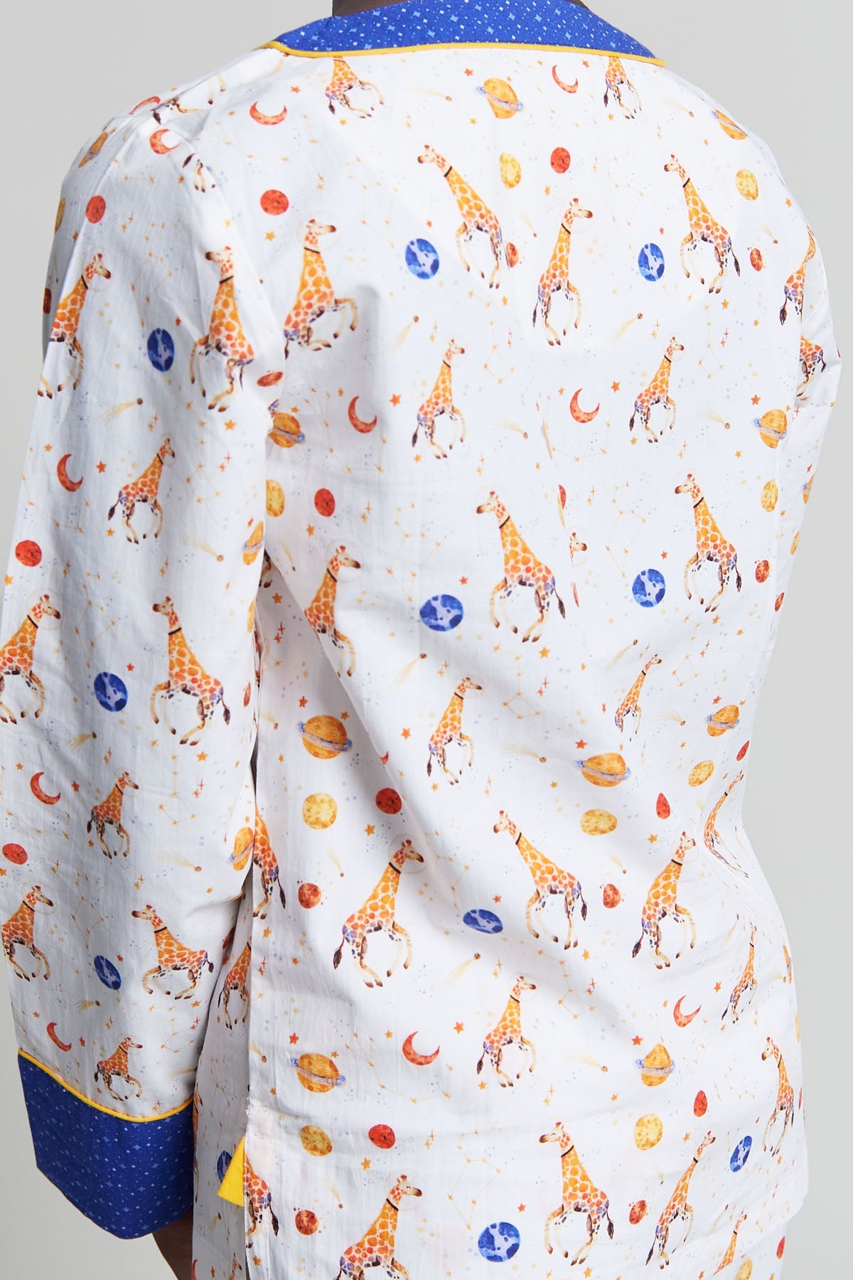 giraffe space odyssey - organic cotton baby pyjama set | organic cotton kids pyjamas UK