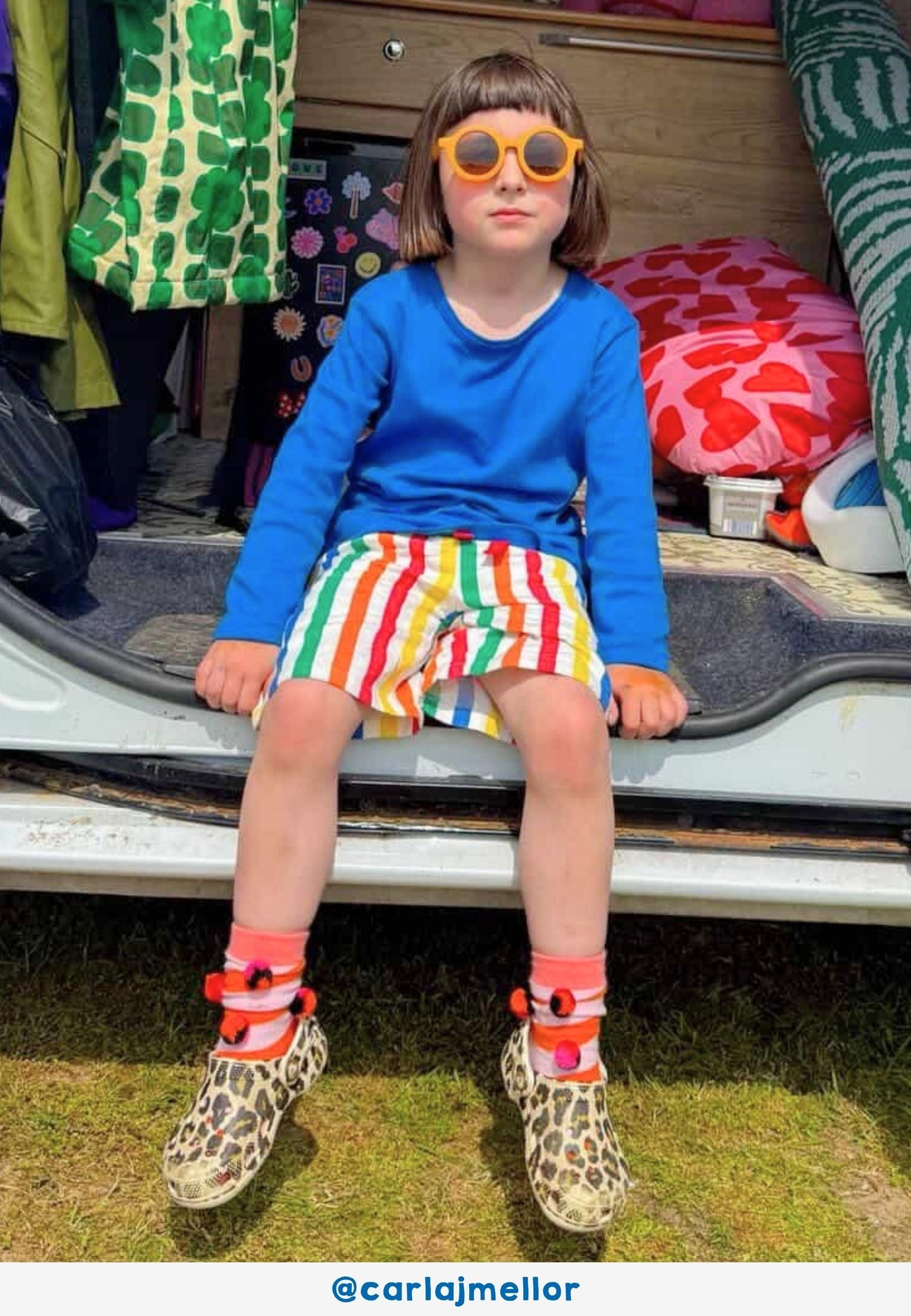Organic Happy Stripe Woven Shorts