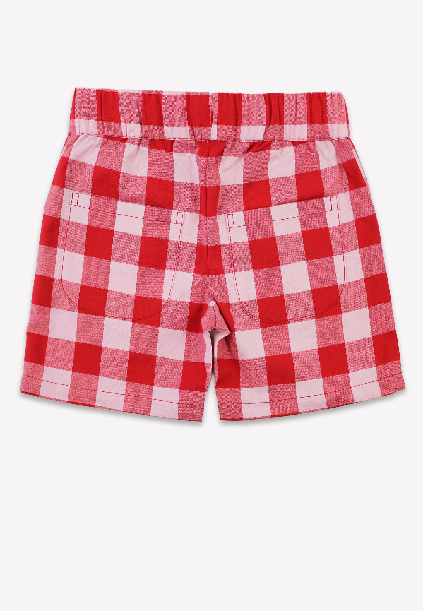 Red and white checkered shorts on a white background