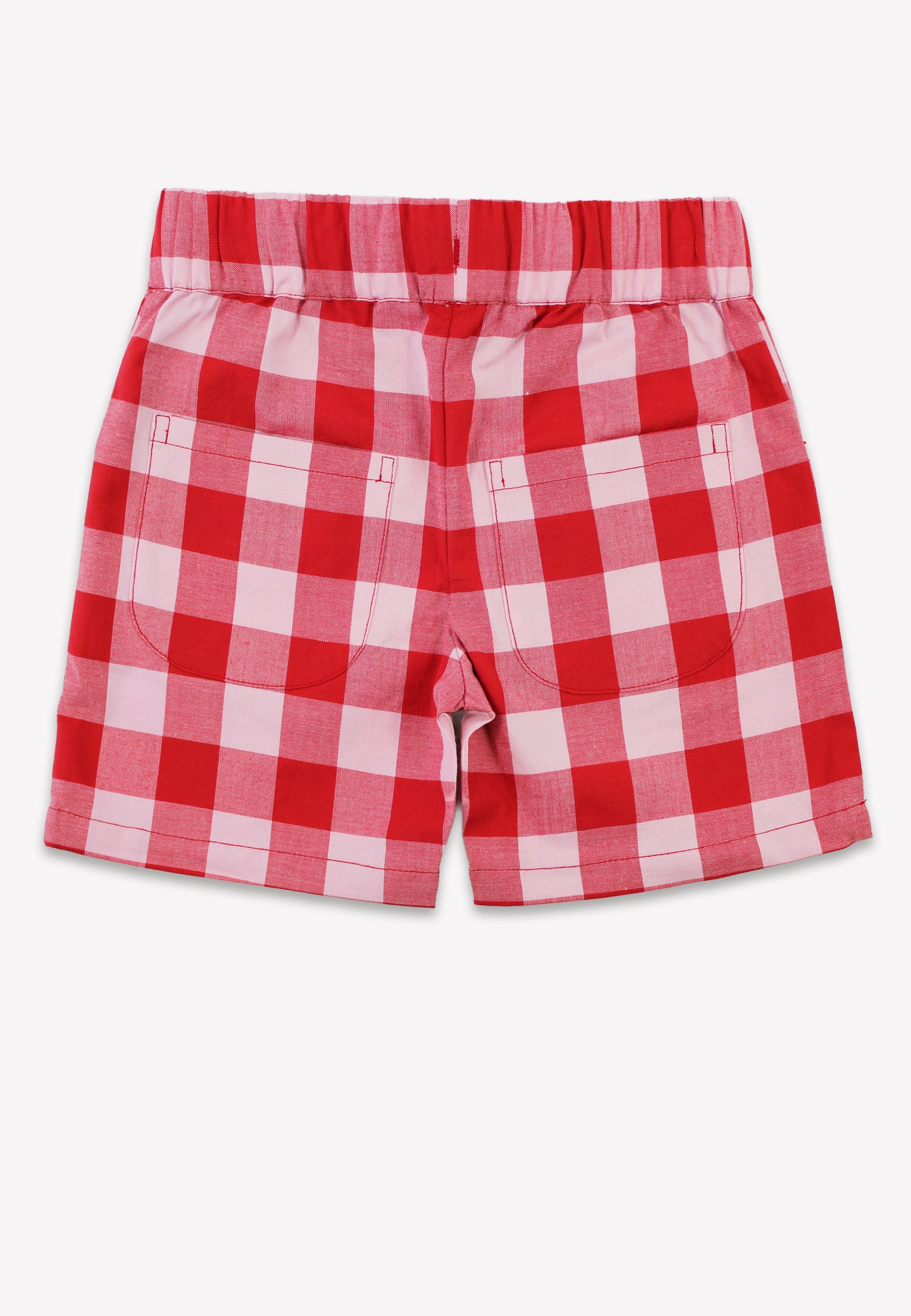 Red and white checkered shorts on a white background