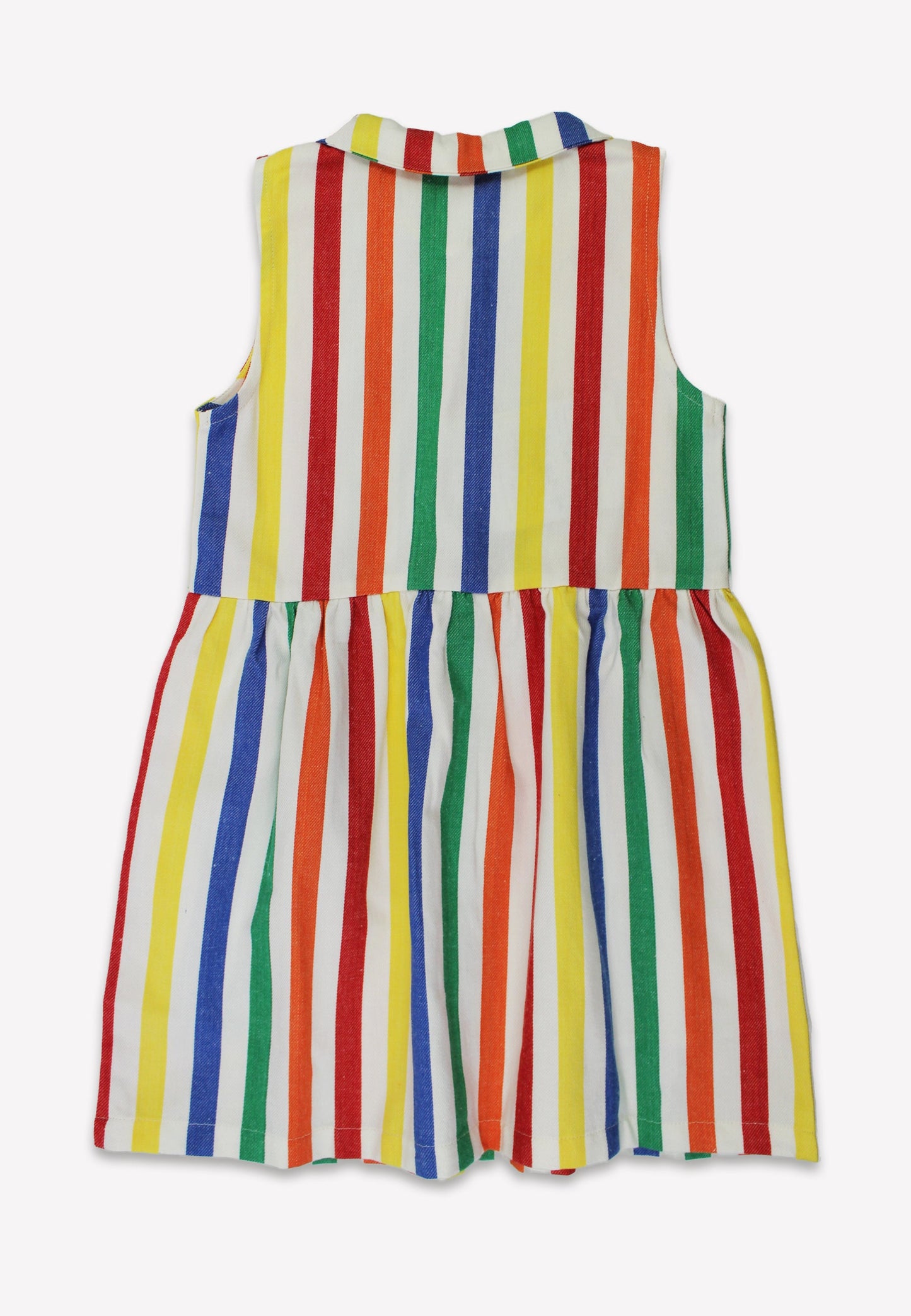 Colorful striped sleeveless dress on a white background