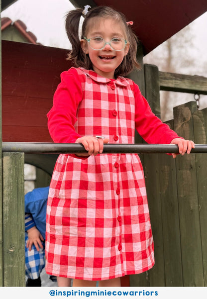 Organic Red Gingham Woven Dress