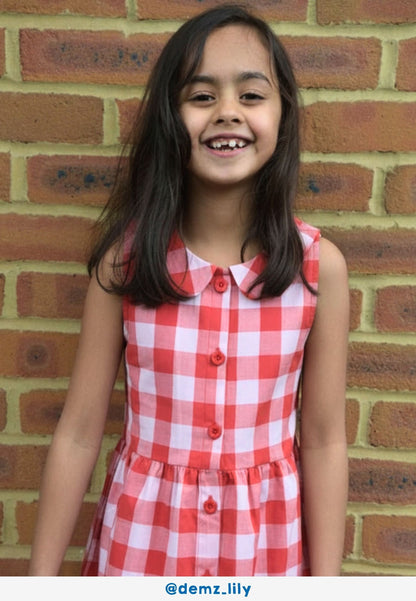 Organic Red Gingham Woven Dress