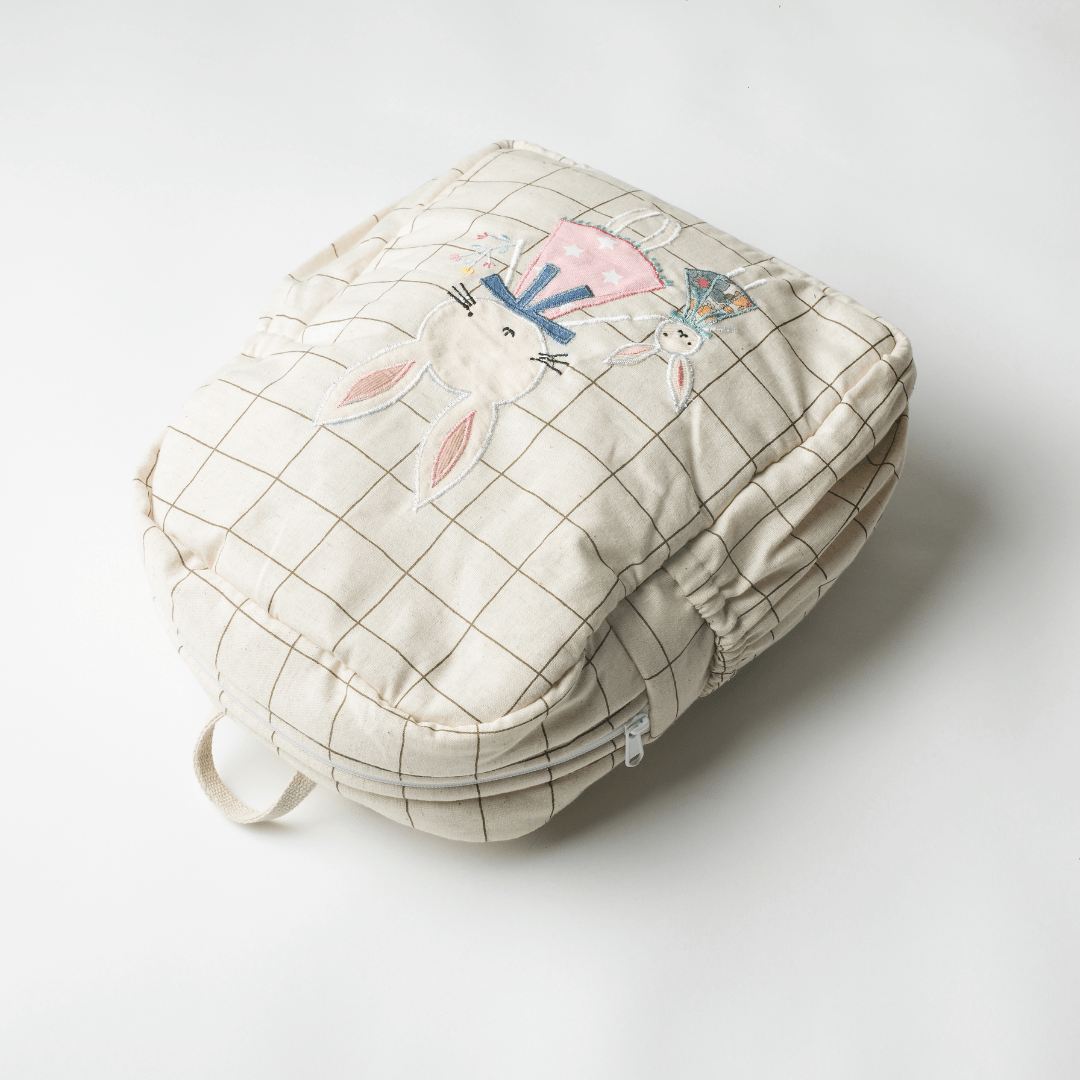 Zoey Blissful Bella hand-embroidered floral cotton kids backpack, view 5