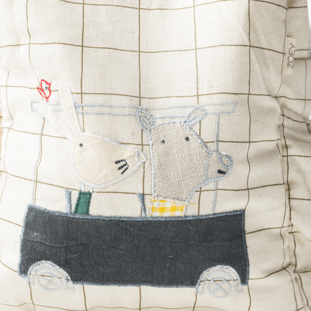 Zoey Buggy Ride hand-embroidered buggy cotton kids backpack, view 4