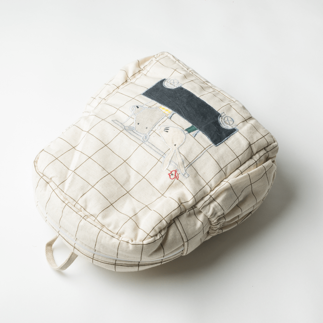 Zoey Buggy Ride hand-embroidered buggy cotton kids backpack, view 3
