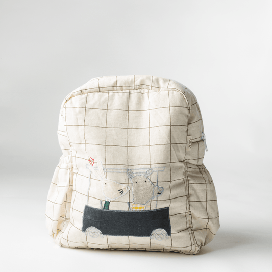 Zoey Buggy Ride hand-embroidered buggy cotton kids backpack
