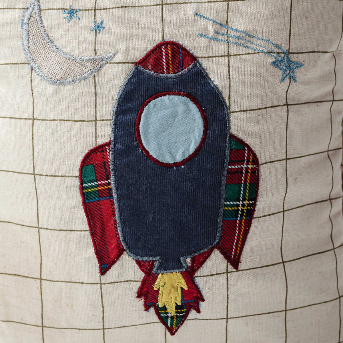 Zoey Chandrayaan hand-embroidered rocket and space cotton kids backpack, view 4